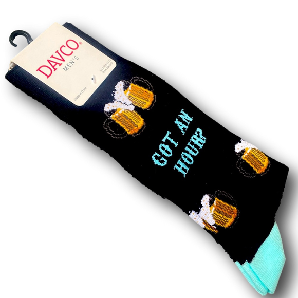 3/$18 Happy Hour Beers "Got An Hour?"" Funny Novelty Crew Socks - NWT - Picture 4 of 4